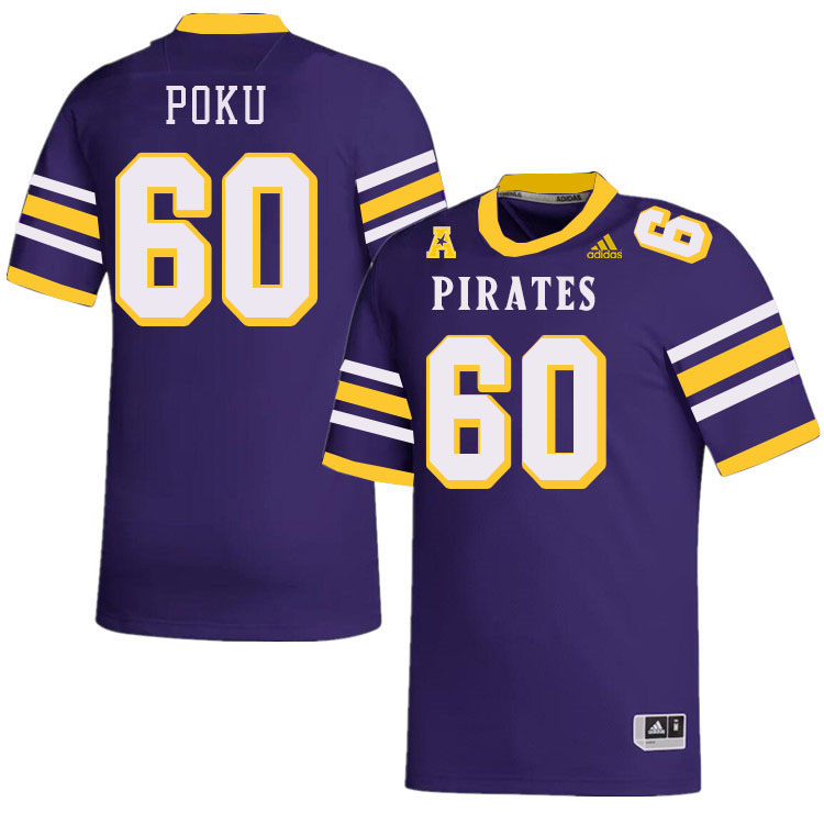 Men #60 Emmanuel Poku ECU Pirates College Football Jerseys Stitched-Throwback